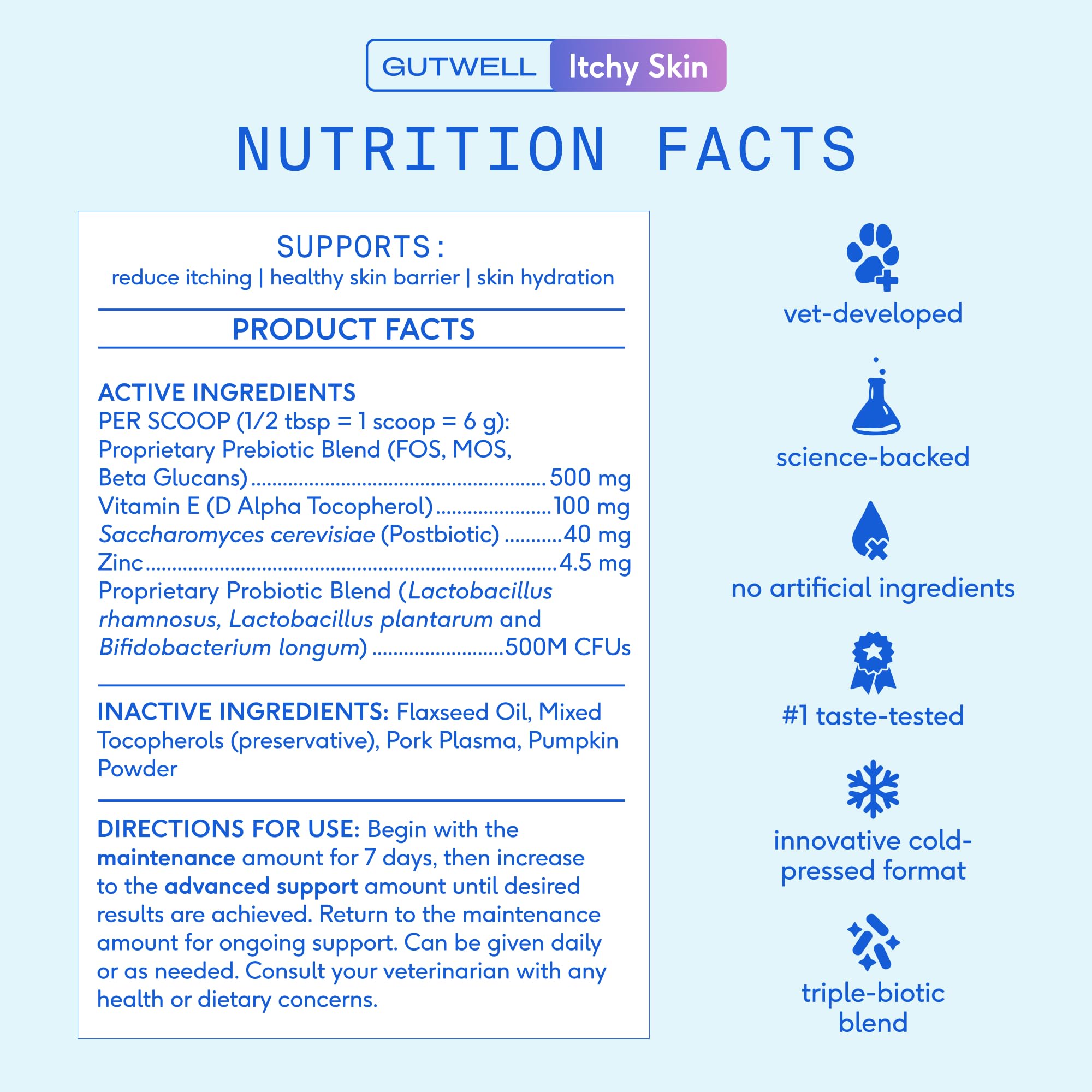 Native Pet Skin & Wellness Trio: 60 Scoops GutWell Itchy Skin - Dog Itching Skin Relief & Seasonal Allergy, 30 Scoops 11-in-1 Vitamins & Supplements & 8 Oz Omega 3 Fish Oil for Dogs & Cats - Image 8