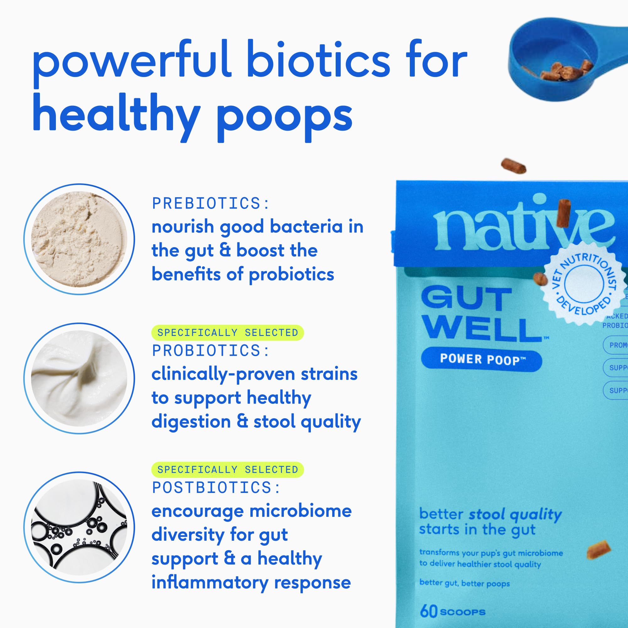 Native Pet Gut & Gnaw Bundle: 60 Scoops GutWell Power Poop - Digestive Enzymes & Fiber for Dogs & 5 Small Yak Cheese Himalayan Dog Chews - Long Lasting Dental Sticks - Image 5