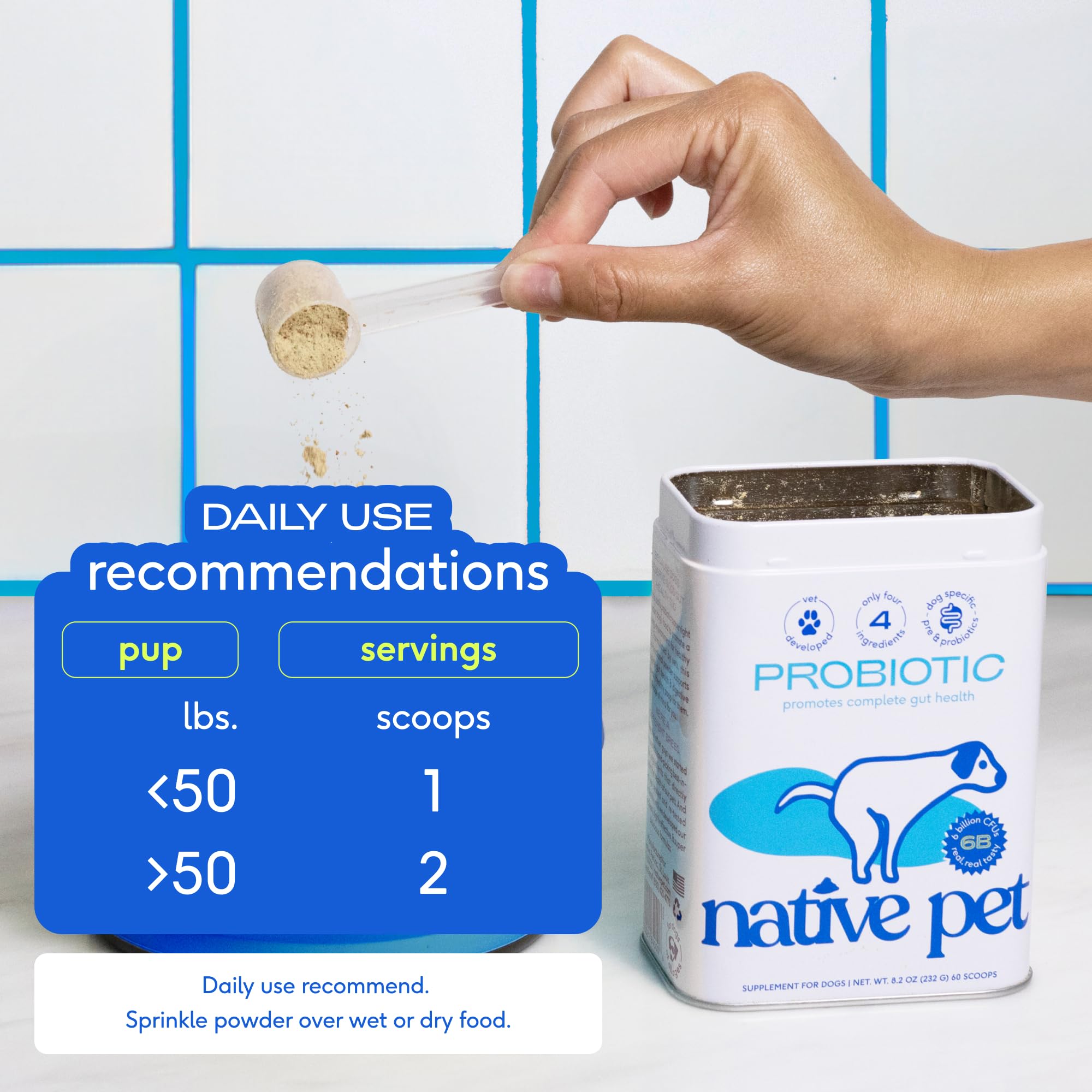 Native Pet Probiotic for Dogs (4.1 Oz.) & The Daily Dog Vitamins & Supplements (7 Oz.) - Vet Created Probiotic Powder for Digestive Issues & 11-in-1 Multivitamin with 21 Supplements & Vitamins - Image 6