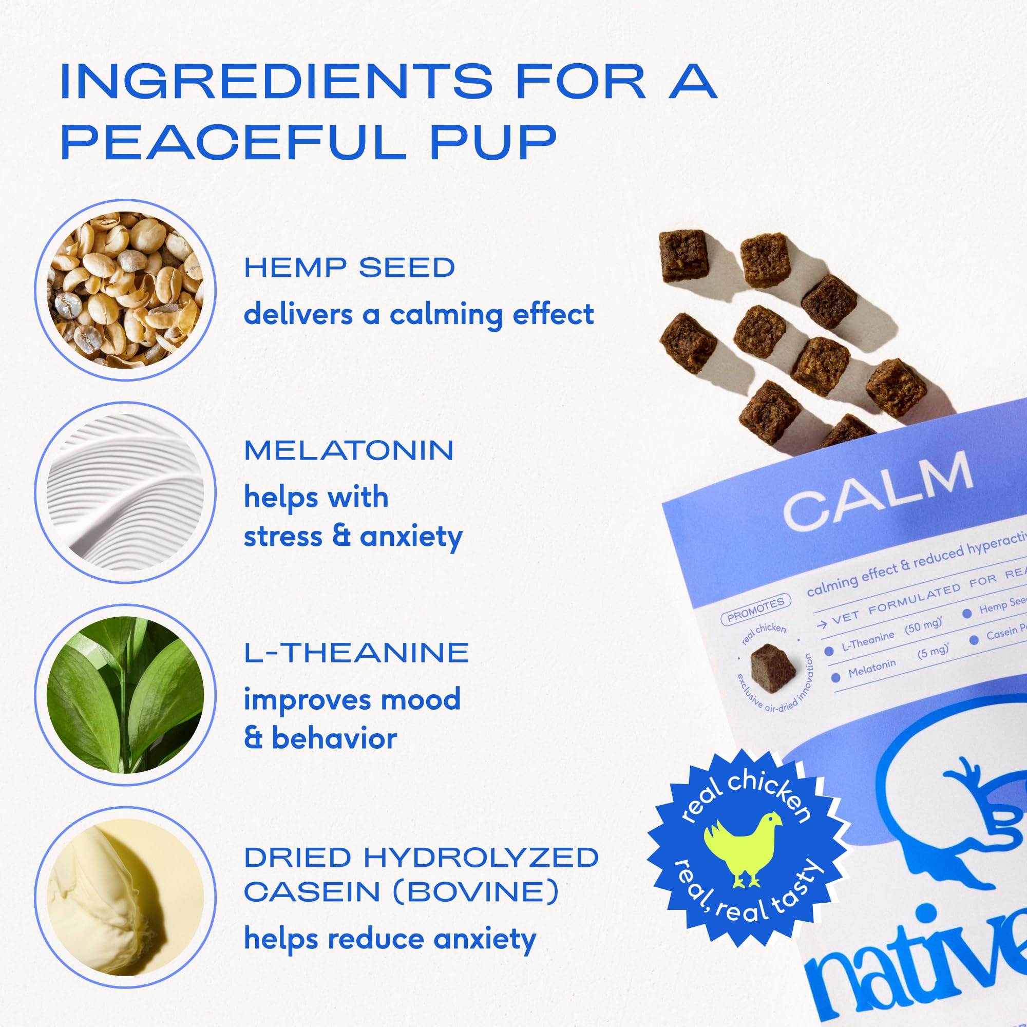 Native Pet Dog Calming Chews (60 Count) & Yak Chews for Dogs (5 Small Count) - Dog Melatonin for Small, Medium, Large Pups and All Natural Dental Sticks Made with Yak Cheese - Image 5