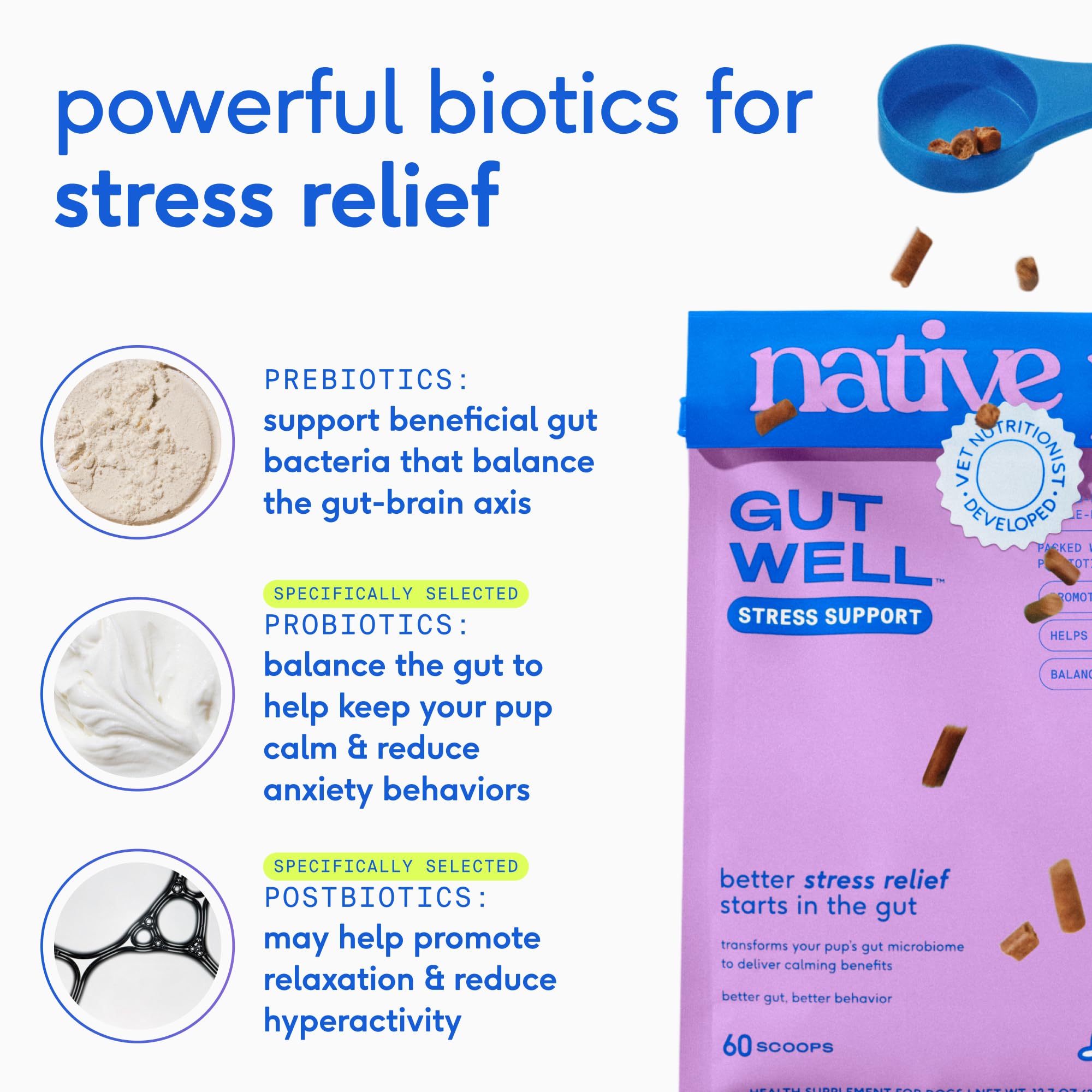 Native Pet Stress & Strength Support Pack: 60 Scoops GutWell Stress Support - Dog Anxiety Relief & Calming Treats & 48 Scoops Bone Broth for Dogs - Made with Real Beef Bone Broth Food Toppers - Image 5