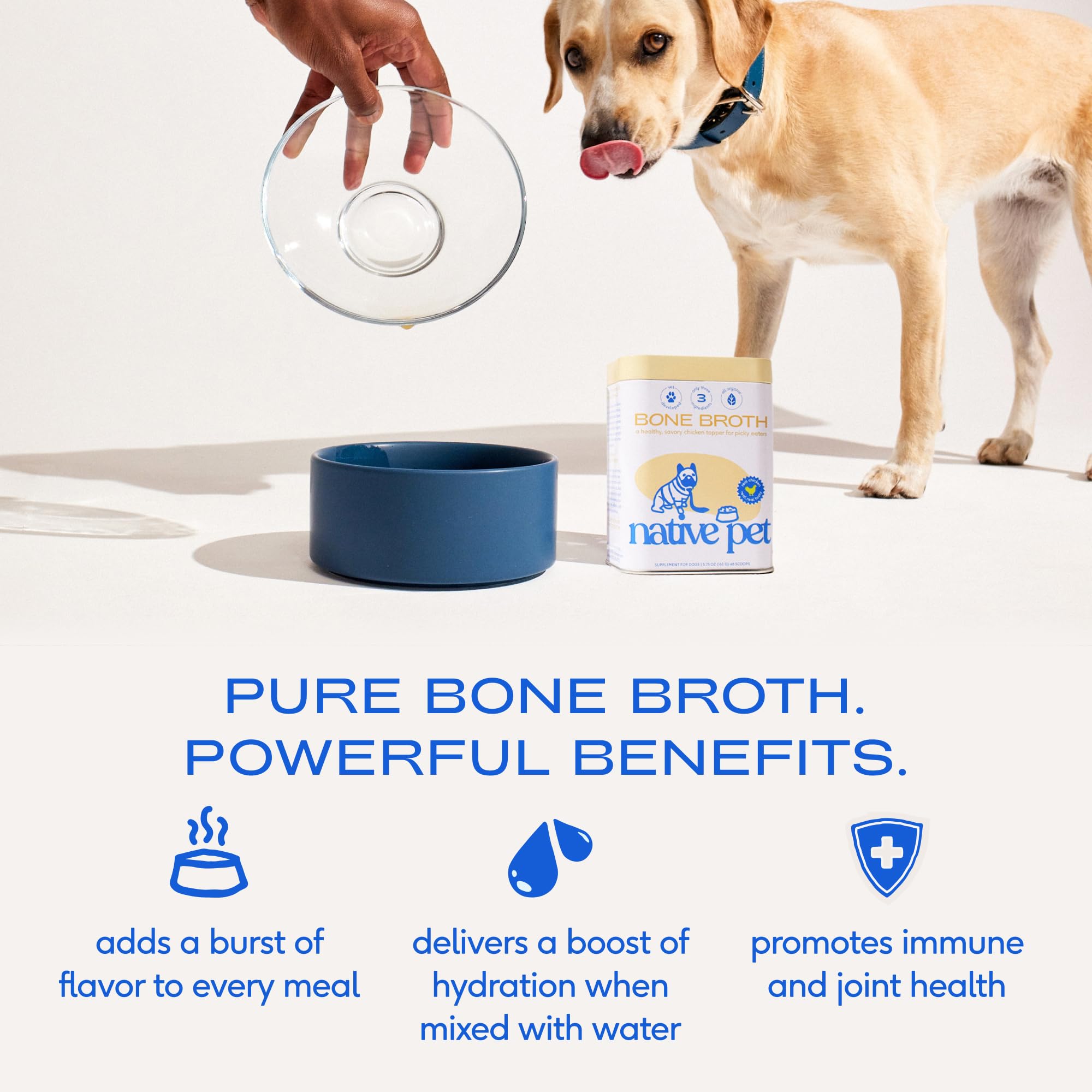 Native Pet Dental & Digestive Support Bundle: 60 Scoops GutWell Clean Breath - Dog Breath Freshener & 48 Scoops Bone Broth for Dogs - Chicken Bone Broth Powder Dog Food Toppers - Image 3