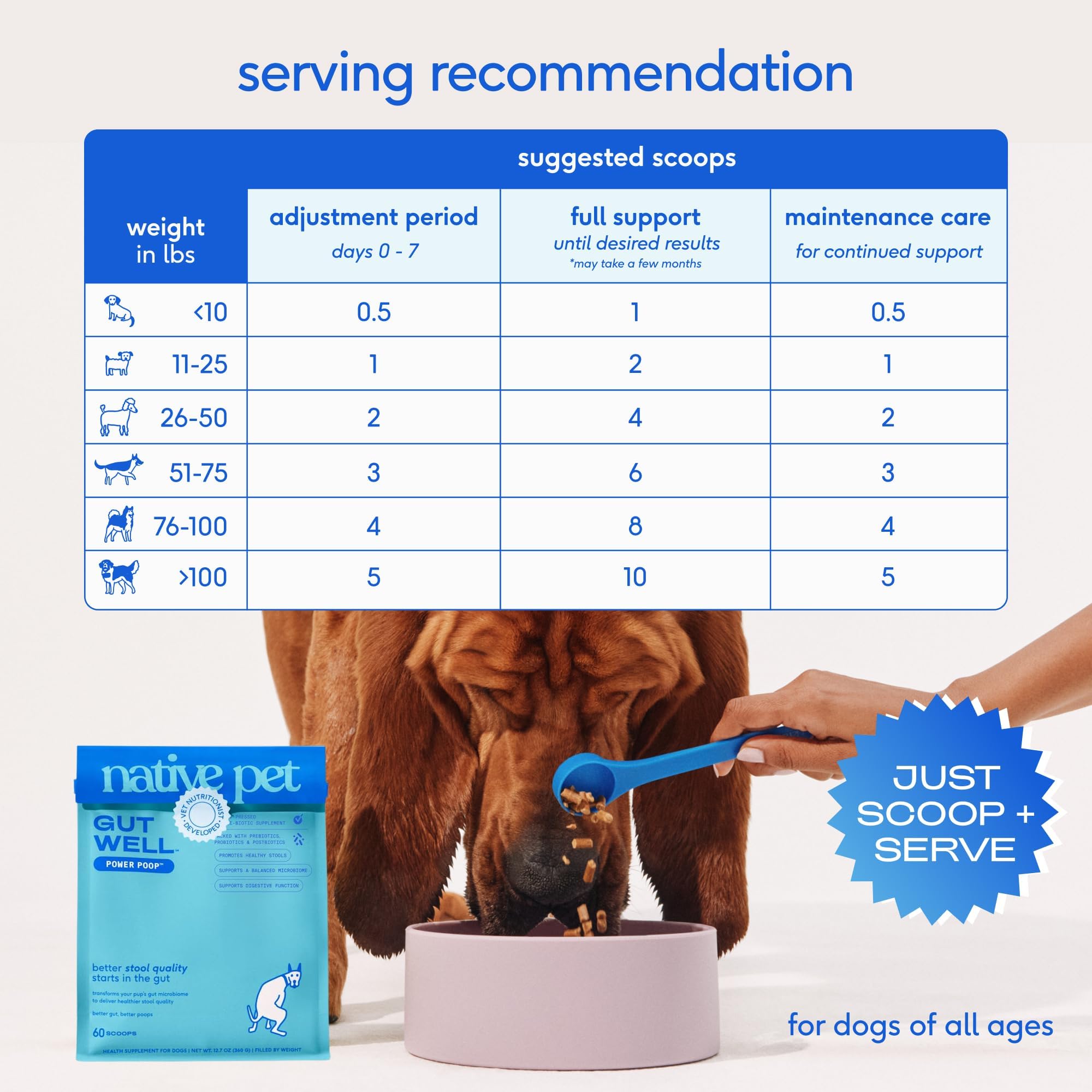 Native Pet GutWell Power Poop - Digestive Support & Fiber for Dogs - Promotes Healthy Stools, Supports Balanced Microbiome & Digestive Function - Triple-Biotic Blend & M-Fiber - 60 Scoops - Image 7